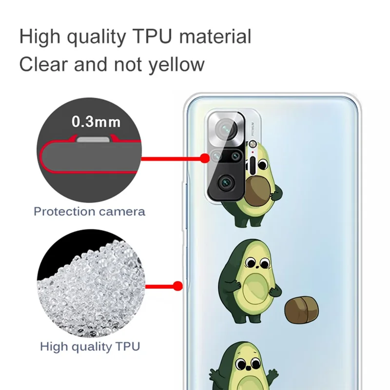 TPU Phone Case for Xiaomi Redmi Note 10 Pro/Pro Max IMD Pattern Shock-proof Phone Cover - Avocado