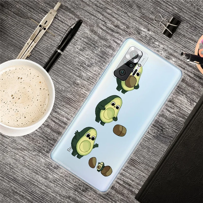 TPU Phone Case for Xiaomi Redmi Note 10 Pro/Pro Max IMD Pattern Shock-proof Phone Cover - Avocado