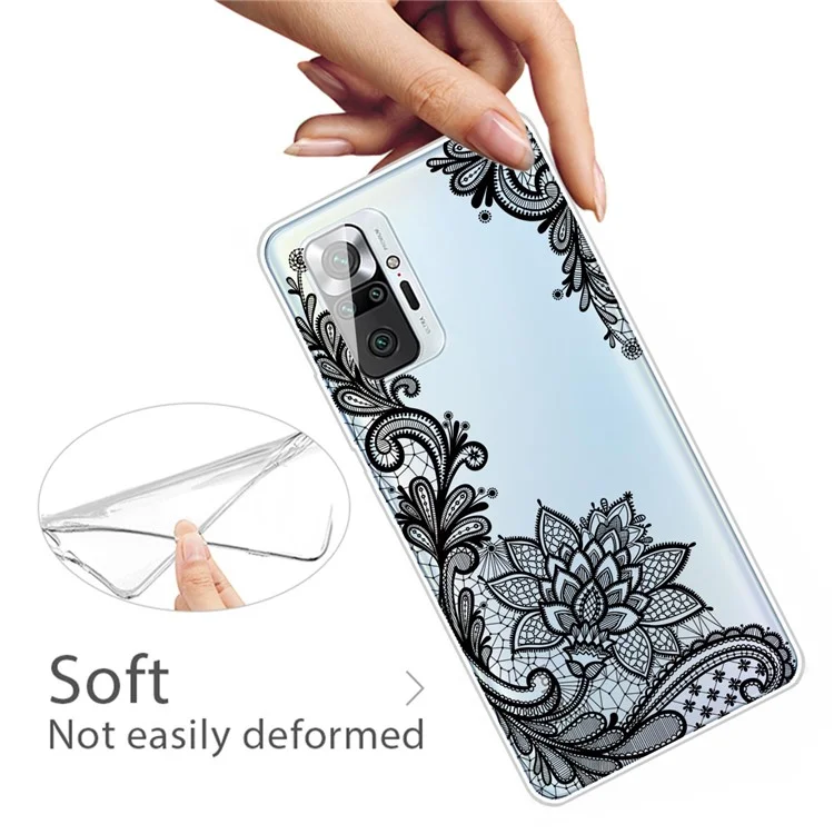 TPU Phone Case for Xiaomi Redmi Note 10 Pro/Pro Max IMD Pattern Shock-proof Phone Cover - Lace Flower