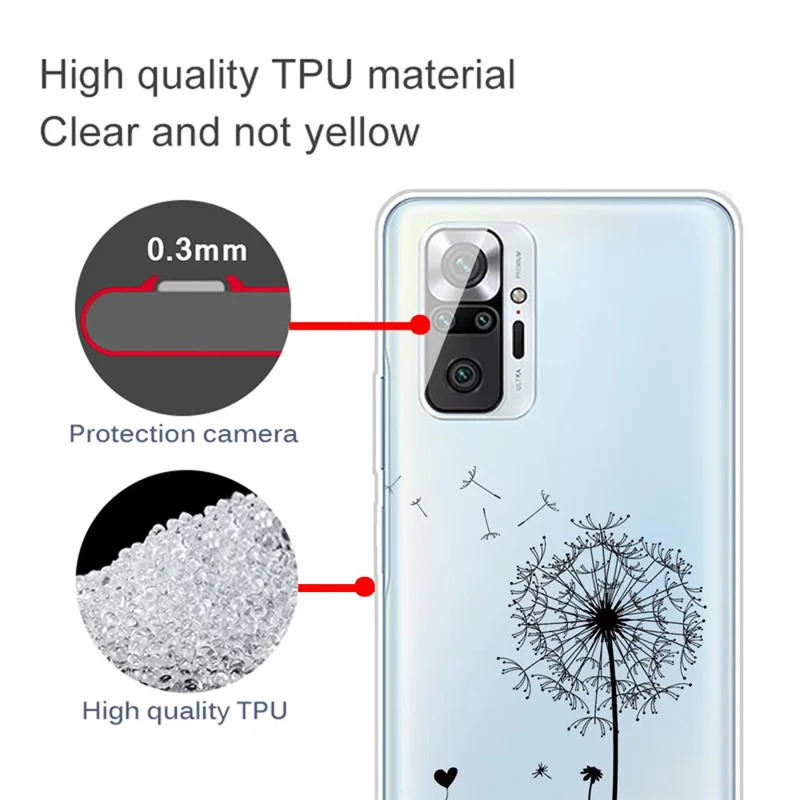TPU Phone Case for Xiaomi Redmi Note 10 Pro/Pro Max IMD Pattern Shock-proof Phone Cover - Dandelion