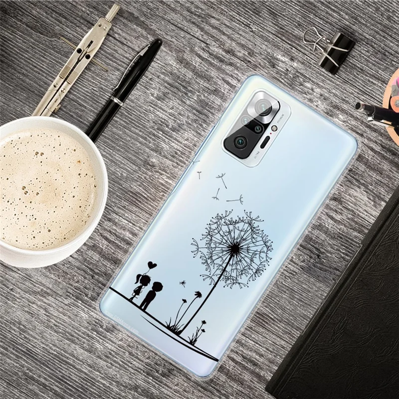 TPU Phone Case for Xiaomi Redmi Note 10 Pro/Pro Max IMD Pattern Shock-proof Phone Cover - Dandelion