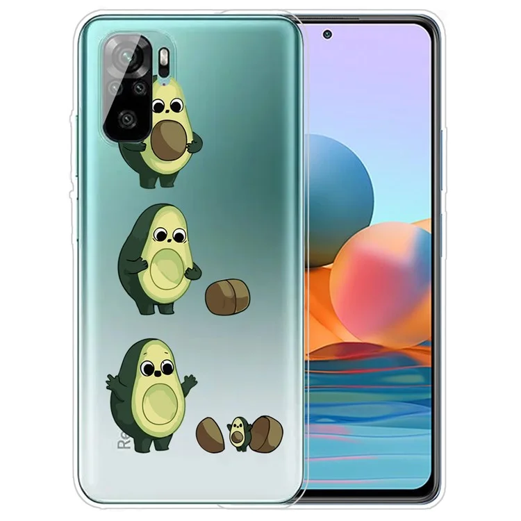 IMD Pattern Shock-proof Soft TPU Phone Case Protector for Xiaomi Redmi Note 10 4G / 10S / Poco M5s 4G - Avocado