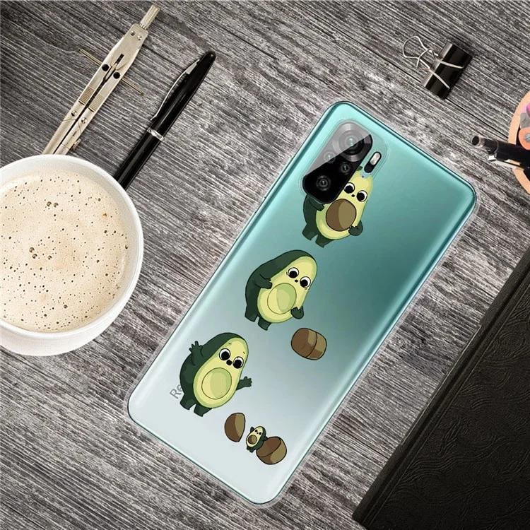 IMD Pattern Shock-proof Soft TPU Phone Case Protector for Xiaomi Redmi Note 10 4G / 10S / Poco M5s 4G - Avocado