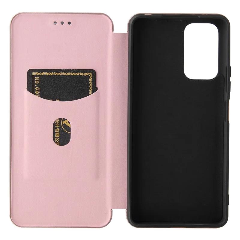 För Xiaomi Redmi Note 10 Pro / Pro Max läderfodral med automatiskt sugande stängning, kolfiberstruktur med avtagbar ring och stödbygel - Guld