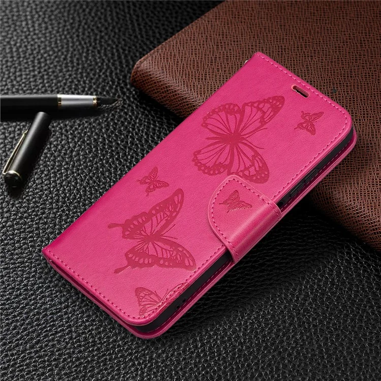 Impresión de la Billetera de Cuero de Soporte de Mariposa Para Xiaomi Redmi Note 10s / Nota 10 4G - Rosa