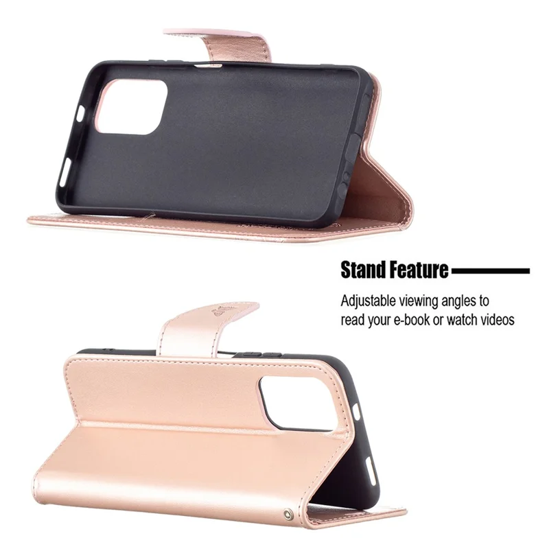 Чехол-кошелек из кожзаменителя с бабочкой для Xiaomi Redmi Note 10S / Poco M5s 4G / Note 10 4G — розовый