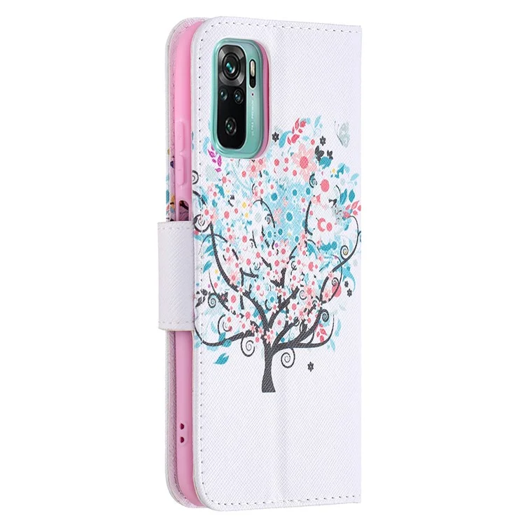 Pattern Printing Magnetic Closure Wallet PU Leather Stand Phone Case Shell for Xiaomi Redmi Note 10 4G / Note 10S / Poco M5s 4G - Tree
