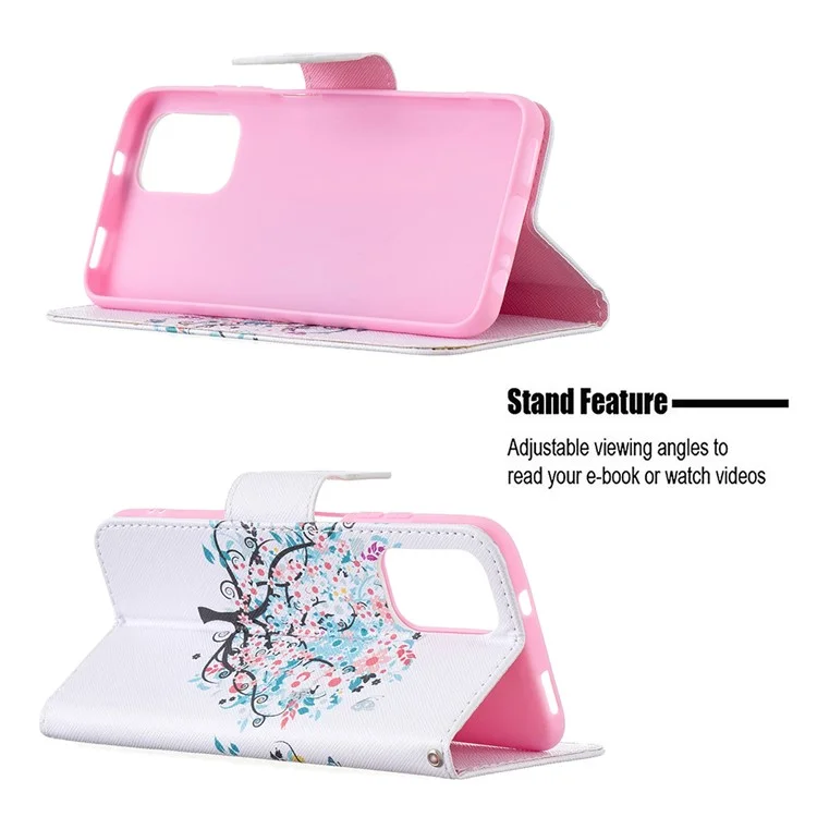 Pattern Printing Magnetic Closure Wallet PU Leather Stand Phone Case Shell for Xiaomi Redmi Note 10 4G / Note 10S / Poco M5s 4G - Tree