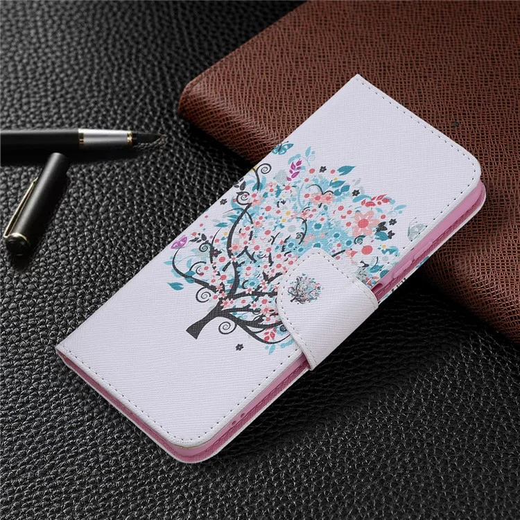 Pattern Printing Magnetic Closure Wallet PU Leather Stand Phone Case Shell for Xiaomi Redmi Note 10 4G / Note 10S / Poco M5s 4G - Tree