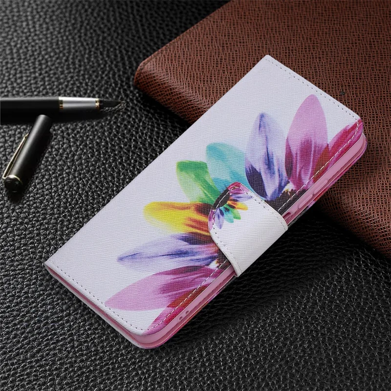 Pattern Printing Magnetic Closure Wallet PU Leather Stand Phone Case Shell for Xiaomi Redmi Note 10 4G / Note 10S / Poco M5s 4G - Sunflower