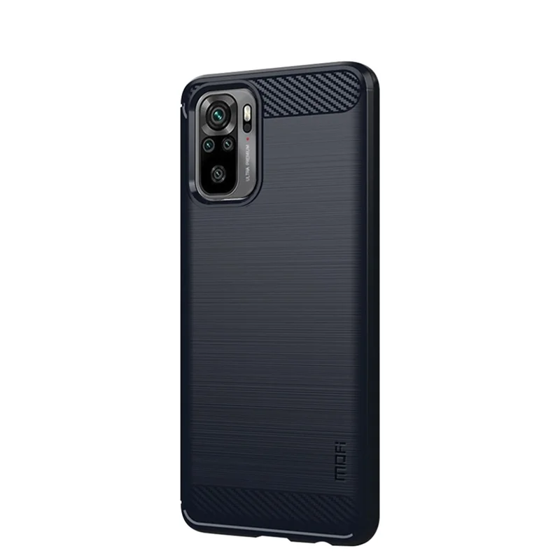 MOFI Carbon Fiber Brushed TPU Cover für Xiaomi Redmi Note 10 4G / Redmi Note 10S / Poco M5s 4G - Blau