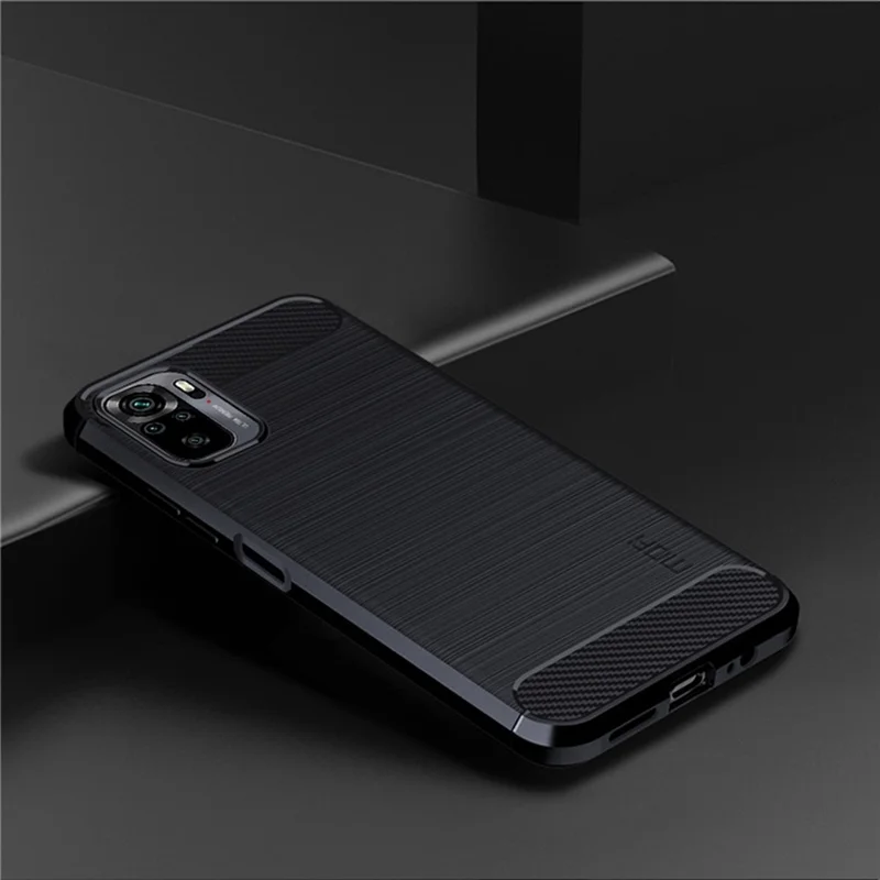 MOFI Carbon Fiber Brushed TPU Cover für Xiaomi Redmi Note 10 4G / Redmi Note 10S / Poco M5s 4G - Blau