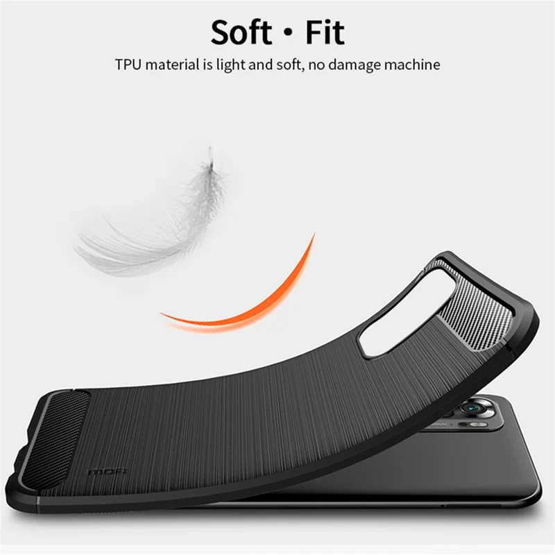 MOFI Carbon Fiber Brushed TPU Cover für Xiaomi Redmi Note 10 4G / Redmi Note 10S / Poco M5s 4G - Blau