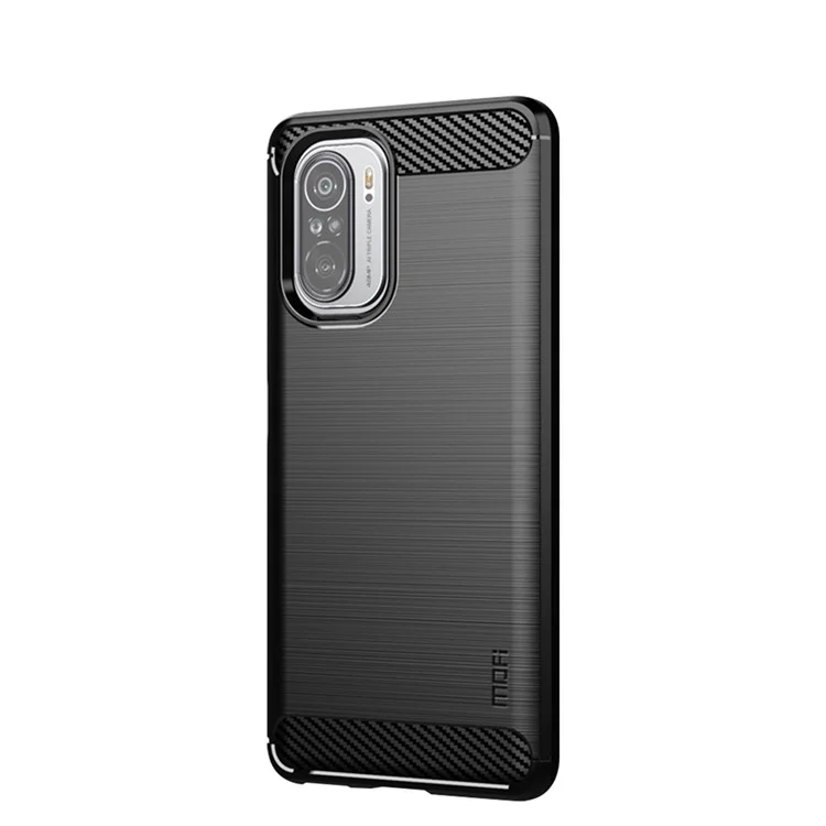 Tampa de TPU Escovada de Fibra de Carbono Mofi Para Xiaomi Redmi K40 / K40 Pro / K40 Pro+ / Poco F3 / Mi 11i - Preto