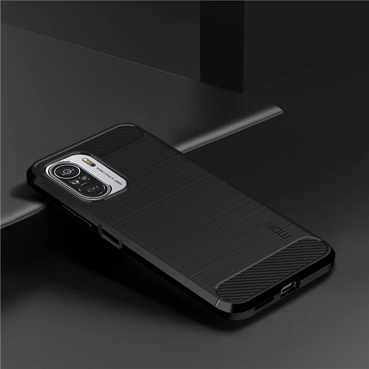 Tampa de TPU Escovada de Fibra de Carbono Mofi Para Xiaomi Redmi K40 / K40 Pro / K40 Pro+ / Poco F3 / Mi 11i - Preto