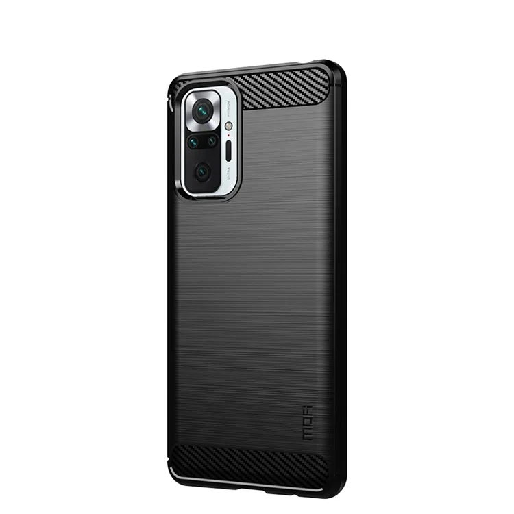 Couvercle TPU Brossé en Fibre de Carbone Mofi Pour Xiaomi Redmi Note 10 Pro Max / Redmi Note 10 Pro - le Noir