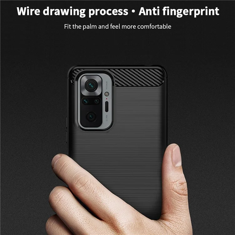 MOFI Чехол из углеродного волокна с матовой поверхностью для Xiaomi Redmi Note 10 Pro Max / Redmi Note 10 Pro - Черный