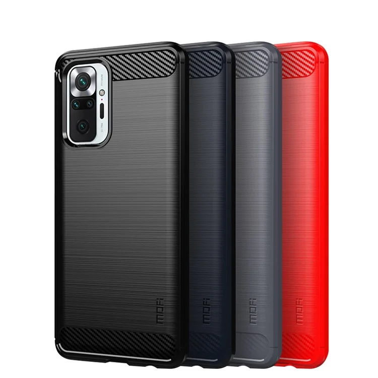 Couvercle TPU Brossé en Fibre de Carbone Mofi Pour Xiaomi Redmi Note 10 Pro Max / Redmi Note 10 Pro - le Noir