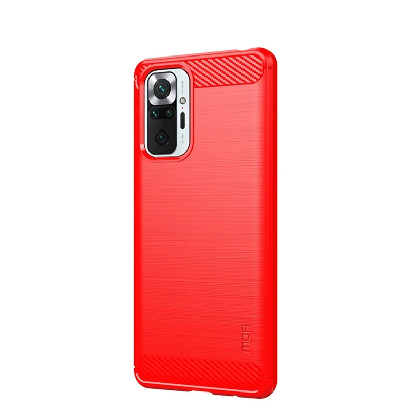 MOFI Carbon Fiber Brushed TPU Cover for Xiaomi Redmi Note 10 Pro Max / Redmi Note 10 Pro - Red