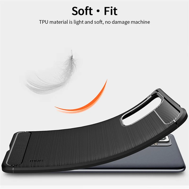 MOFI Carbon Fiber Brushed TPU Cover for Xiaomi Redmi Note 10 Pro Max / Redmi Note 10 Pro - Red