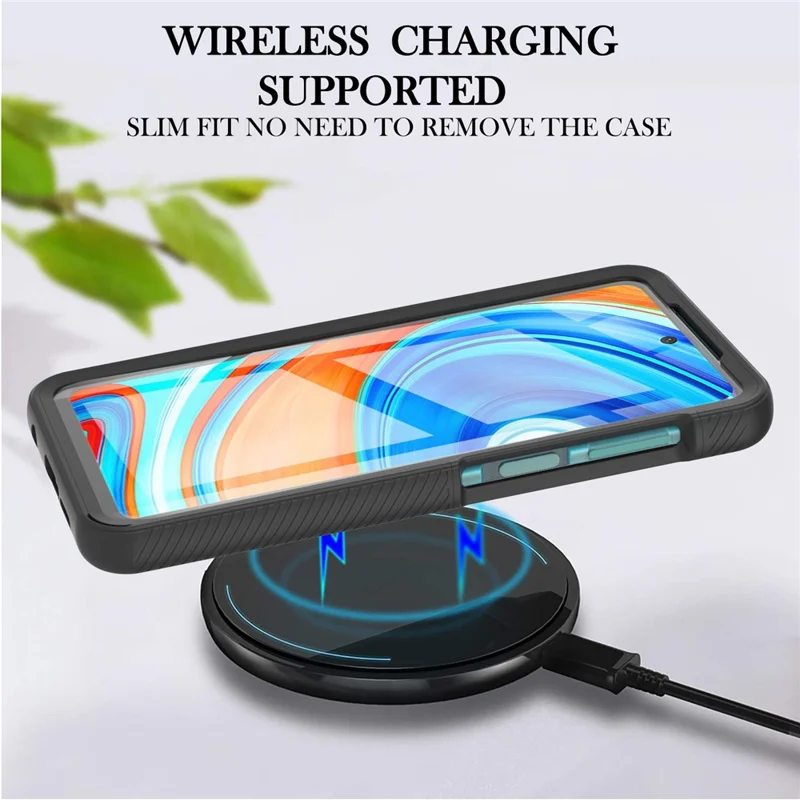 Full-Coverage Protection PC+TPU Protective Case with PET Screen Protector for Xiaomi Redmi Note 9S / Redmi Note 9 Pro / Redmi Note 9 Pro Max - Black