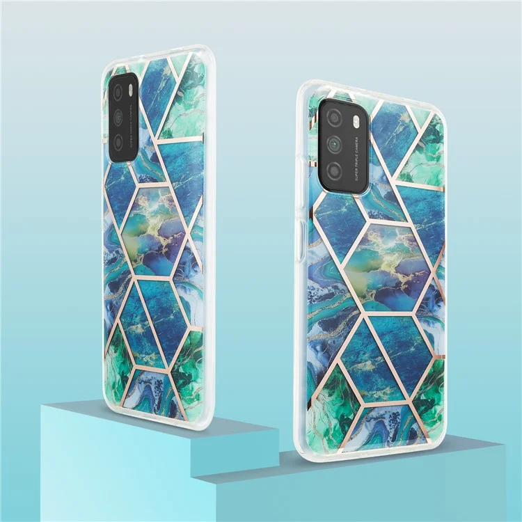 Protetor de Padrão de Mármore Plating IMD 2.0mm TPU Phone Shell Para Xiaomi Redmi Note 9 4G (Qualcomm Snapdragon 662) / Redmi 9 Power / Redmi 9t / Poco M3 - Azul Verde