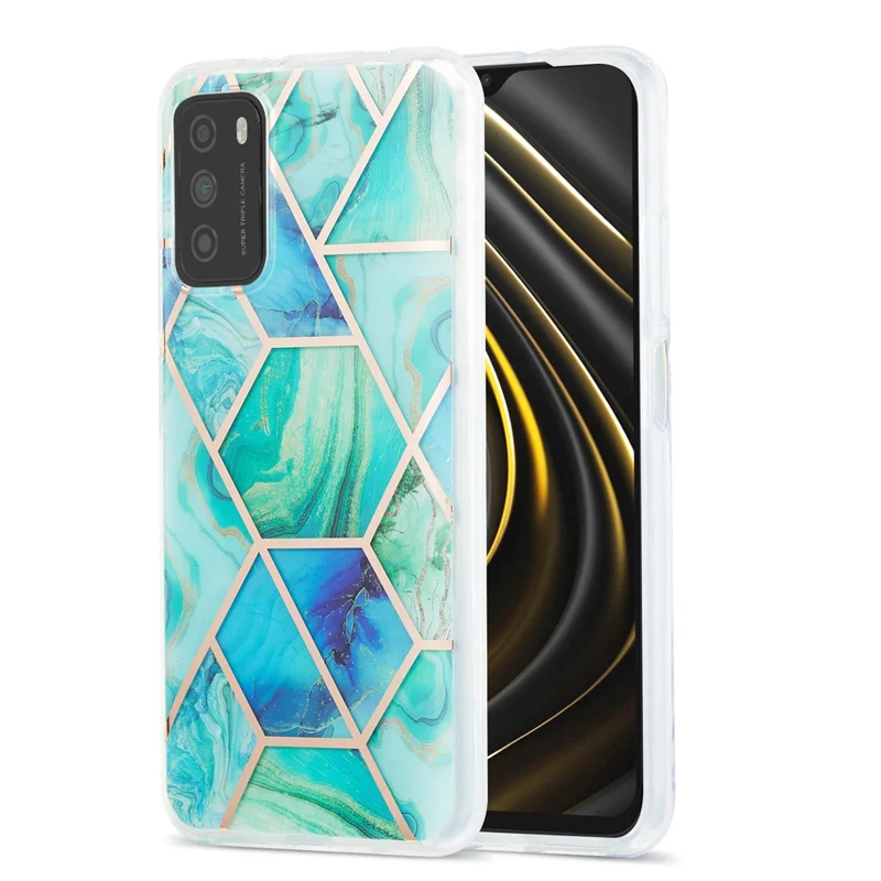 Marble Pattern Protector Plating IMD 2.0mm TPU Phone Shell for Xiaomi Redmi Note 9 4G (Qualcomm Snapdragon 662) / Redmi 9 Power / Redmi 9T / Poco M3 - Green