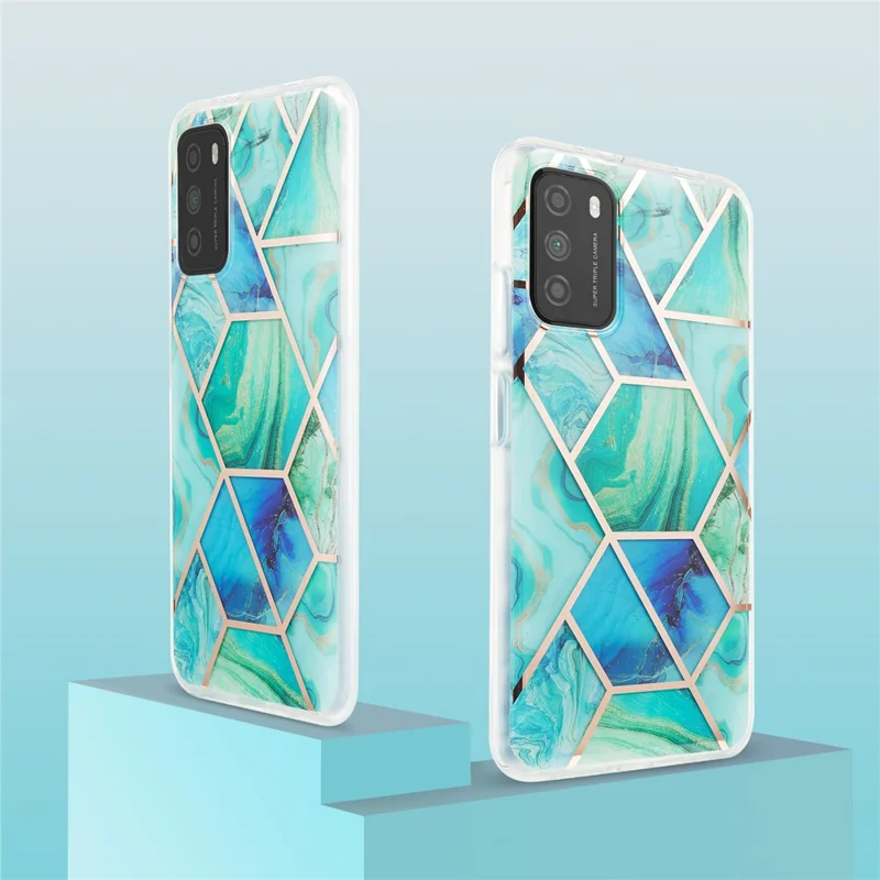 Marble Pattern Protector Plating IMD 2.0mm TPU Phone Shell for Xiaomi Redmi Note 9 4G (Qualcomm Snapdragon 662) / Redmi 9 Power / Redmi 9T / Poco M3 - Green