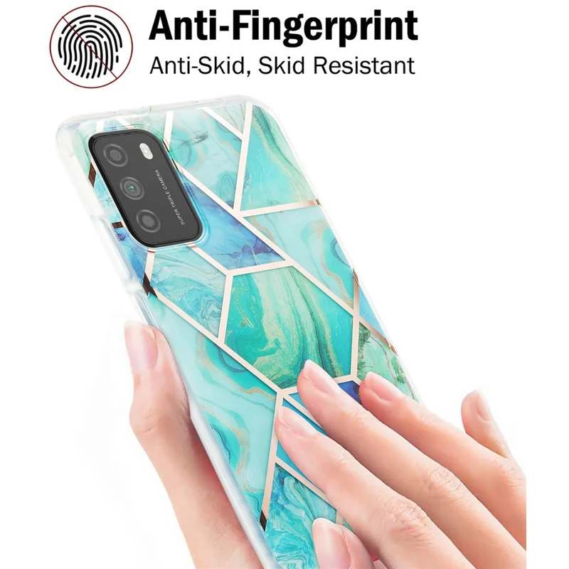 Marble Pattern Protector Plating IMD 2.0mm TPU Phone Shell for Xiaomi Redmi Note 9 4G (Qualcomm Snapdragon 662) / Redmi 9 Power / Redmi 9T / Poco M3 - Green