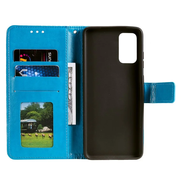Caixa de Couro da Carteira de Flor Mandala Impressa Com Cinta Para Xiaomi Redmi K40 - Azul