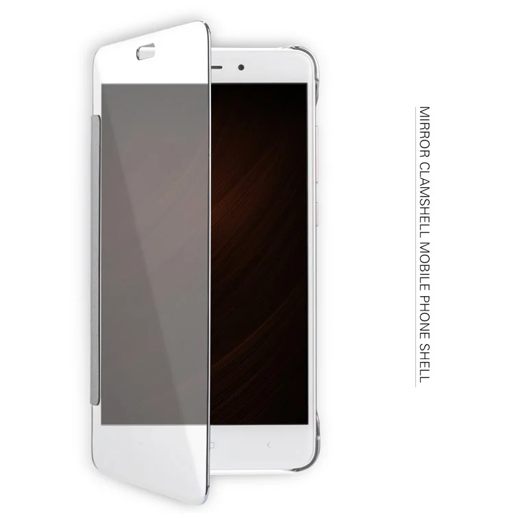 For Xiaomi Redmi Note 4 Electroplating Mirror Surface PC Leather Smart Casing Cover - Silver
