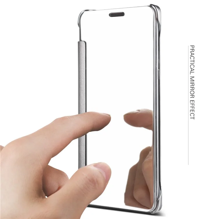 For Xiaomi Redmi Note 4 Electroplating Mirror Surface PC Leather Smart Casing Cover - Silver