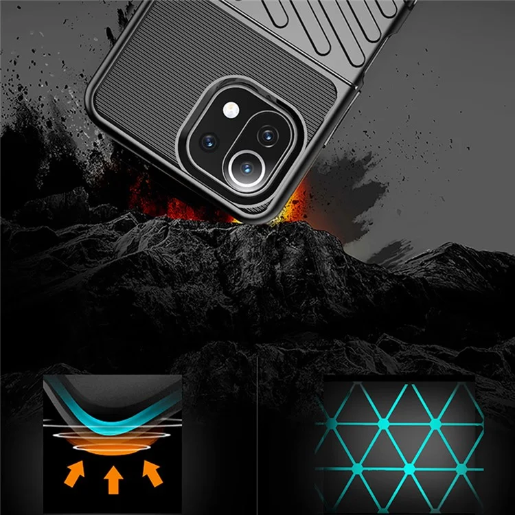 Thunder Series Twill Texture Soft TPU Case Phone Shell for Xiaomi Mi 11 Lite 4G / 5G / 11 Lite 5G NE - Black