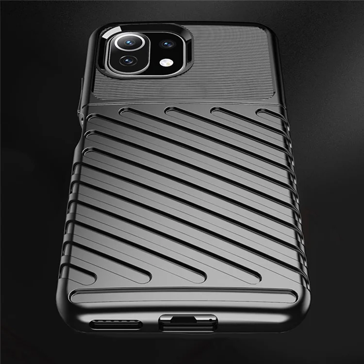 Thunder Series Twill Texture Soft TPU Case Phone Shell for Xiaomi Mi 11 Lite 4G / 5G / 11 Lite 5G NE - Black
