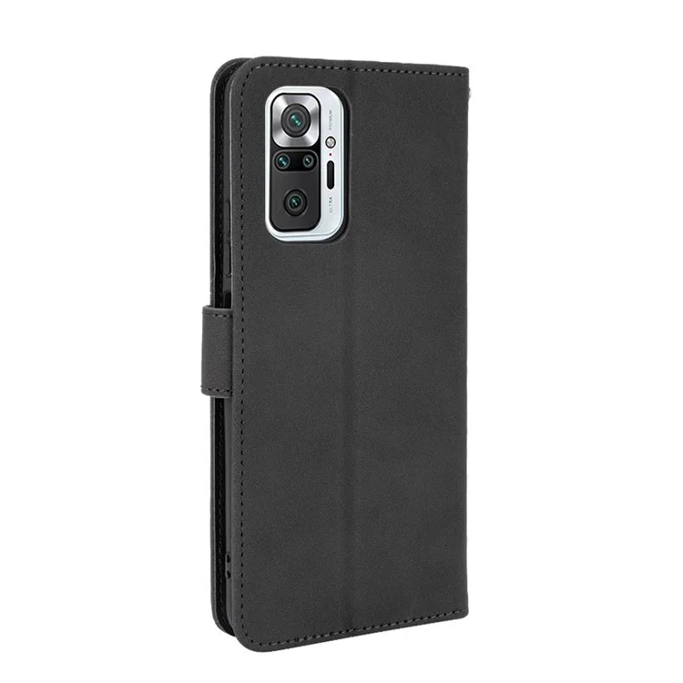 Silky Touch Leather Wallet Case for Xiaomi Redmi Note 10 Pro Max/Redmi Note 10 Pro - Black