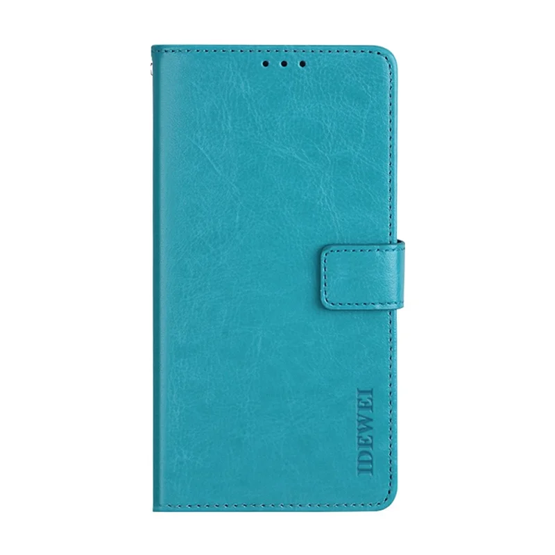 IDEWEI Crazy Horse Texture Leather Wallet Folio Flip Mobile Phone Case for Xiaomi Poco X3 Pro - Sky Blue
