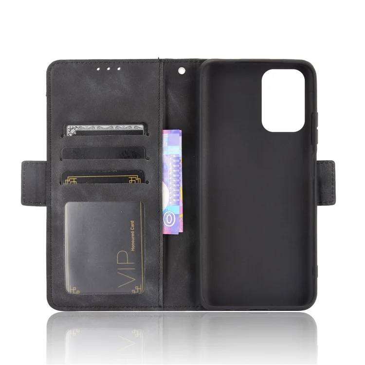 Multiple Card Slots Design Wallet Stand Leather Phone Case for Xiaomi Poco M5s 4G / Redmi Note 10 4G / Redmi Note 10S 4G - Black