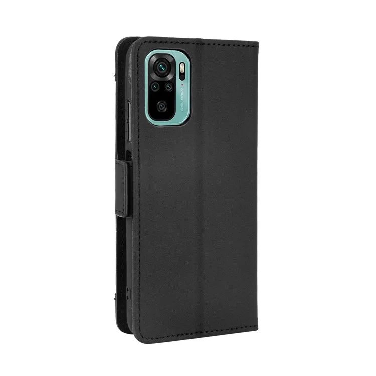 Multiple Card Slots Design Wallet Stand Leather Phone Case for Xiaomi Poco M5s 4G / Redmi Note 10 4G / Redmi Note 10S 4G - Black