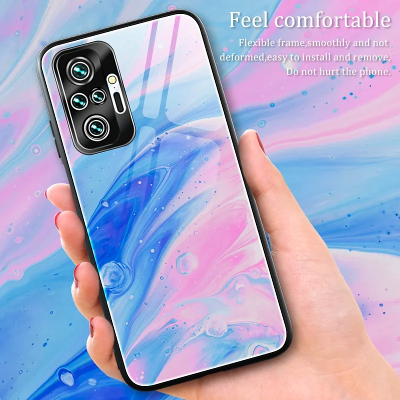 Marble Texture Tempered Glass Back + TPU Combo Case for Xiaomi Redmi Note 10 Pro/Note 10 Pro Max - Style G