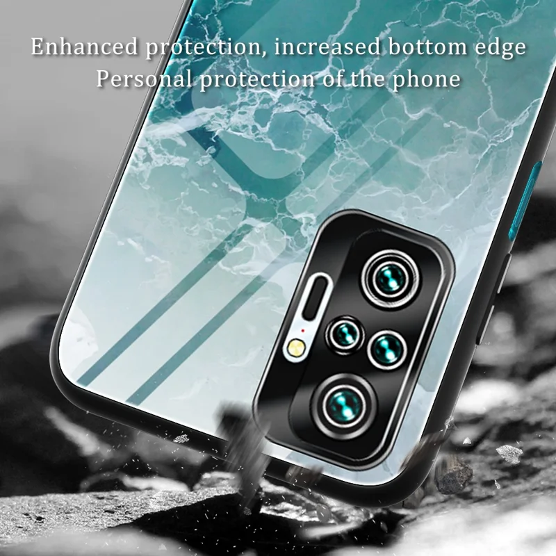 Marble Texture Tempered Glass Back + TPU Combo Case for Xiaomi Redmi Note 10 Pro/Note 10 Pro Max - Style G
