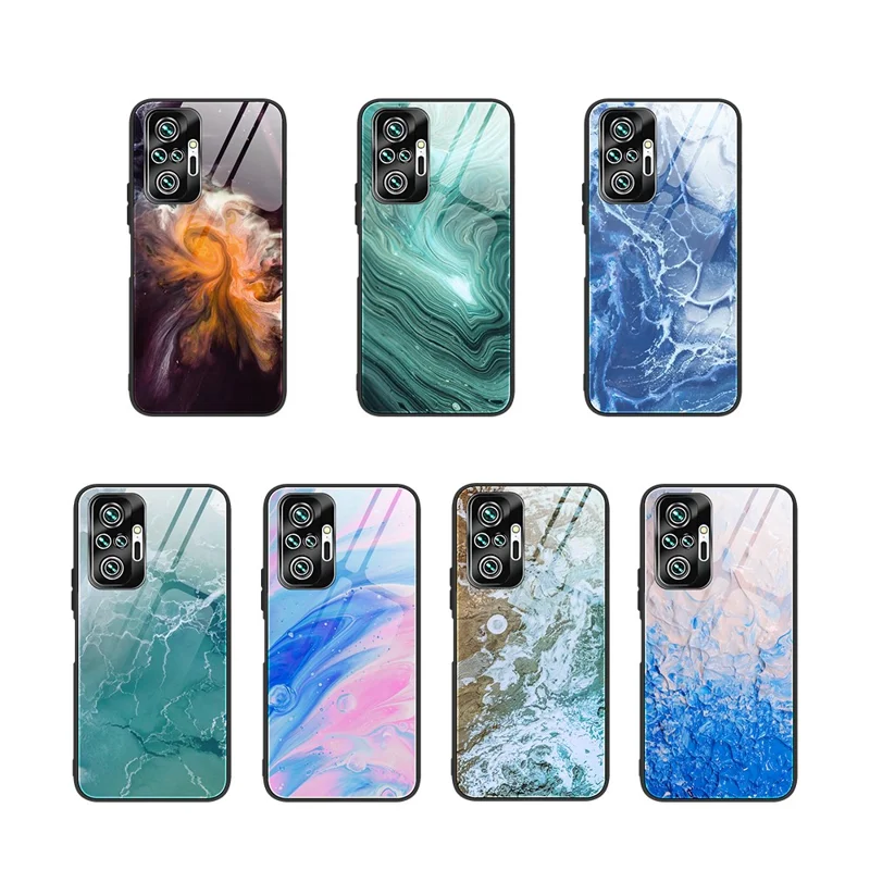 Marble Texture Tempered Glass Back + TPU Combo Case for Xiaomi Redmi Note 10 Pro/Note 10 Pro Max - Style G