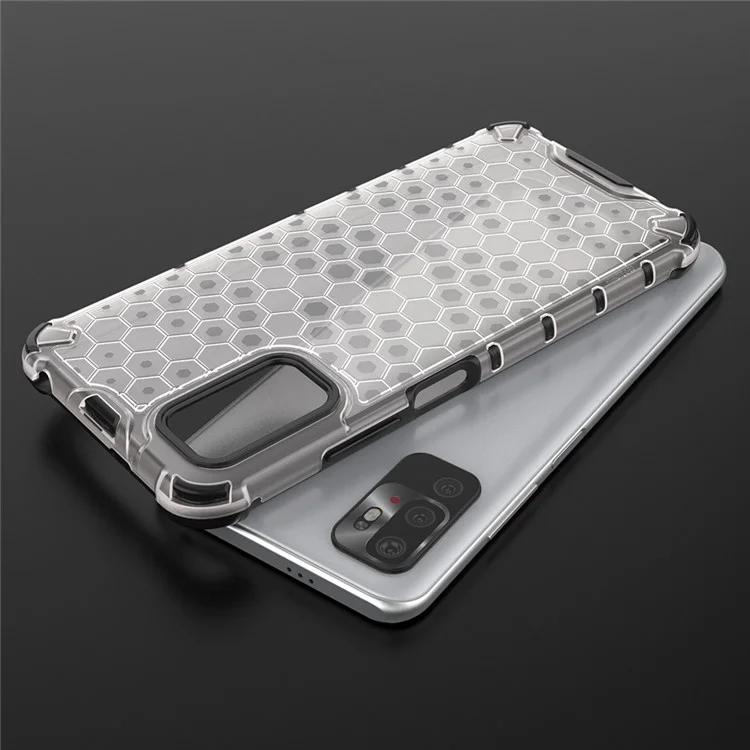 Custodia per telefono in TPU e PC con motivo a nido d'ape per Xiaomi Redmi Note 10 5G/Poco M3 Pro 5G/4G - Grigio