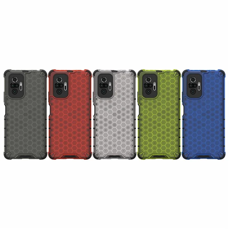 Funda híbrida de TPU con patrón de panal para Xiaomi Redmi Note 10 Pro/Note 10 Pro Max - Gris