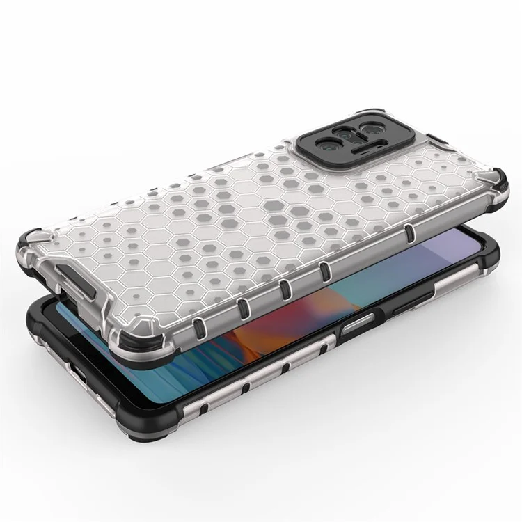 Funda híbrida de TPU con patrón de panal para Xiaomi Redmi Note 10 Pro/Note 10 Pro Max - Gris