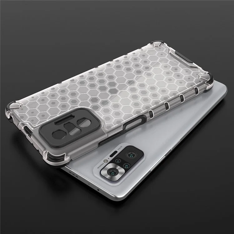 Honeycomb Pattern TPU + PC Hybrid Case for Xiaomi Redmi Note 10 Pro/Note 10 Pro Max - Grey