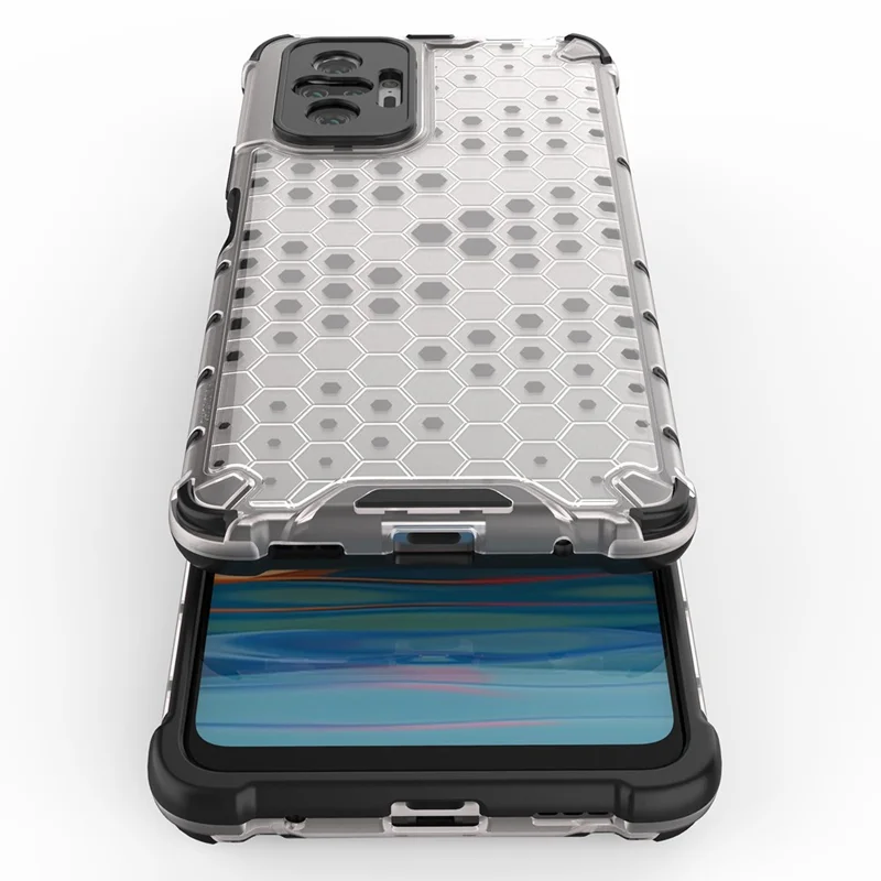 Honeycomb Pattern TPU + PC Hybrid Case for Xiaomi Redmi Note 10 Pro/Note 10 Pro Max - Red