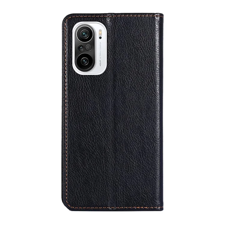 Auto-Absorbed Leather Phone Stand Case for Xiaomi Redmi K40 Pro / Redmi K40 / Poco F3 / Mi 11i - Black