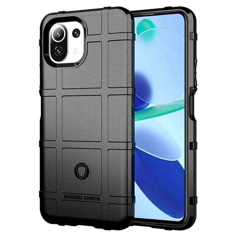 Schockfeste Rugged Square Grid Textur Tpu-telefonabdeckung Hülle Für Xiaomi Mi 11 Lite 4G / 5g / 11 Lite 5G NE - Schwarz