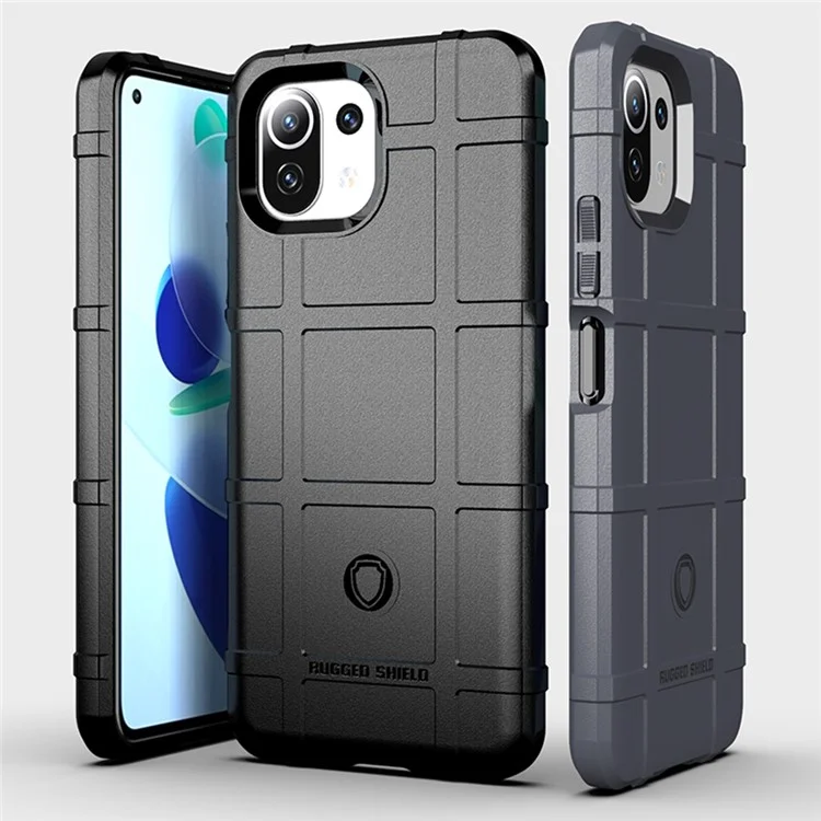 Textura Cuadrada de la Cuchor Cuadrada Aprofícula Apráfica TPU TPU Case de Portada Para Xiaomi Mi 11 Lite 4G / 5G / 11 Lite 5g ne - Negro