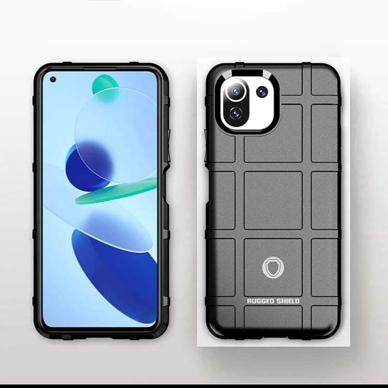 Shock-proof Rugged Square Grid Texture TPU Phone Cover Case for Xiaomi Mi 11 Lite 4G / 5G / 11 Lite 5G NE - Green